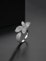 thumb Brass Cubic Zirconia Flower Dainty Cocktail Ring 2
