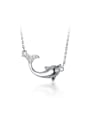 thumb 925 Sterling Silver Rhinestone Dolphin Cute Pendant Necklace 0