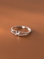 thumb 925 Sterling Silver Rhinestone Geometric Minimalist Band Ring 1