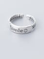 thumb 925 Sterling Silver With Simle Smiley Free Size Ring 0