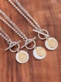 thumb 925 Sterling Silver Smiley Vintage  Round Card Necklace 1