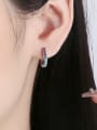 thumb 925 Sterling Silver Rhinestone Enamel Geometric Vintage Huggie Earring 1