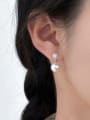 thumb 925 Sterling Silver Imitation Pearl Round Bead Minimalist Stud Earring 1