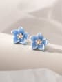 thumb 925 Sterling Silver Enamel Flower Minimalist Stud Earring 2