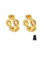 thumb Brass Cubic Zirconia Geometric Ethnic Stud Earring 0