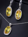thumb Brass Cubic Zirconia  Luxury Oval Earring Ring and Necklace Set 2