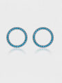 thumb 925 Sterling Silver Turquoise Round Minimalist Stud Earring 0