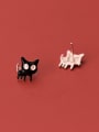 thumb 925 Sterling Silver Enamel Cat Trend Stud Earring 1