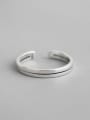 thumb S925 Sterling Silver retro simple double layer line free size rings 0