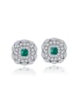 thumb 925 Sterling Silver Cubic Zirconia Square Dainty Stud Earring 0