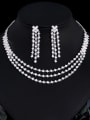 thumb Brass Cubic Zirconia Statement Tassel  Earring and Necklace Set 0