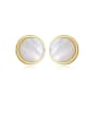thumb 925 Sterling Silver Shell White Round Minimalist Stud Earring 0
