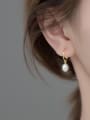 thumb 925 Sterling Silver Imitation Pearl Geometric Minimalist Hook Earring 2