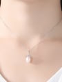 thumb 925 Sterling Silver Freshwater Pearl Zircon flower pendant  Necklace 1