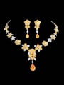 thumb Brass Cubic Zirconia Luxury Flower Earring and Necklace Set 2
