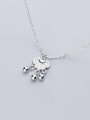 thumb 925 Sterling Silver Cubic Zirconia  Simple fashion diamond long life lock  Necklace 0