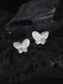 thumb 925 Sterling Silver Cubic Zirconia Butterfly Dainty Stud Earring 3