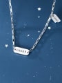 thumb 925 Sterling Silver Simple fashion letters LUCKY square Necklace 0