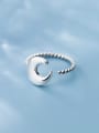 thumb 925 Sterling Silver Moon Minimalist free size Ring 2