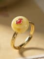 thumb 925 Sterling Silver Amber Round Ethnic Band Ring 2