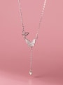 thumb 925 Sterling Silver Cubic Zirconia Butterfly Minimalist Tassel Necklace 3