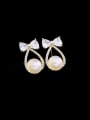 thumb Brass Cubic Zirconia Bowknot Luxury Stud Earring 0
