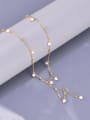 thumb Titanium Steel Imitation Pearl Tassel Hip Hop Lariat Necklace 1