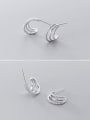 thumb 925 Sterling Silver Multi-layered simple letter C Minimalist Stud Earring 2