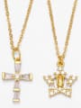 thumb Brass Cubic Zirconia Locket Vintage Cross Pendant Necklace 0