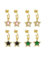 thumb Brass Glass Stone Five-Pointed Star Vintage Hook Earring 0