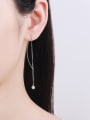 thumb 925 Sterling Silver Moissanite Tassel Classic Threader Earring 1
