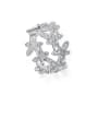thumb Copper Cubic Zirconia Flower Dainty Free Size Ring 0