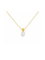 thumb Copper Imitation Pearl White  Water drop  Necklace 0