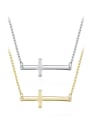 thumb 925 Sterling Silver Smooth Cross Minimalist Pendant Necklace 0