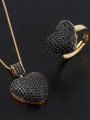 thumb Brass Cubic Zirconia Vintage Heart  Ring and Necklace Set 4