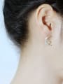 thumb Brass Cubic Zirconia Moon Trend Stud Earring 1