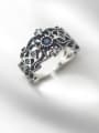 thumb 925 Sterling Silver Rhinestone Hollow  Flower Vintage Band Ring 0