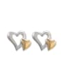 thumb 925 Sterling Silver Hollow Heart Vintage Stud Earring 0