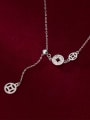 thumb 925 Sterling Silver Cubic Zirconia Coin Vintage Lariat Necklace 0