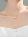 thumb 925 Sterling Silver Imitation Pearl Heart Minimalist  Asymmetry Chain Necklace 4