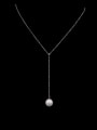thumb Titanium Imitation Pearl White Tassel Minimalist Lariat Necklace 2