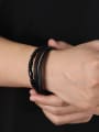 thumb Stainless steel Artificial Leather Weave Hip Hop Strand Bracelet 2