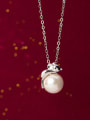 thumb 925 Sterling Silver Imitation Pearl  Cute Mouse   Pendant   Necklace 1