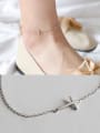 thumb 925 Sterling Silver Minimalist  Smooth Cross Chain   Anklet 1