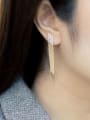 thumb Alloy Cubic Zirconia Tassel Minimalist Threader Earring 1