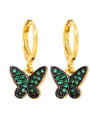 thumb Brass Cubic Zirconia Butterfly Vintage Huggie Earring 4