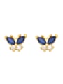 thumb Brass Cubic Zirconia Butterfly Pentagram Vintage Stud Earring 2