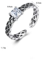 thumb 925 Sterling Silver Cubic Zirconia antique openwork geometry free size ring 3