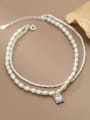 thumb 925 Sterling Silver Freshwater Pearl Geometric Minimalist  Anklet 2