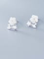 thumb 925 Sterling Silver White Acrylic Flower Minimalist Stud Earring 1